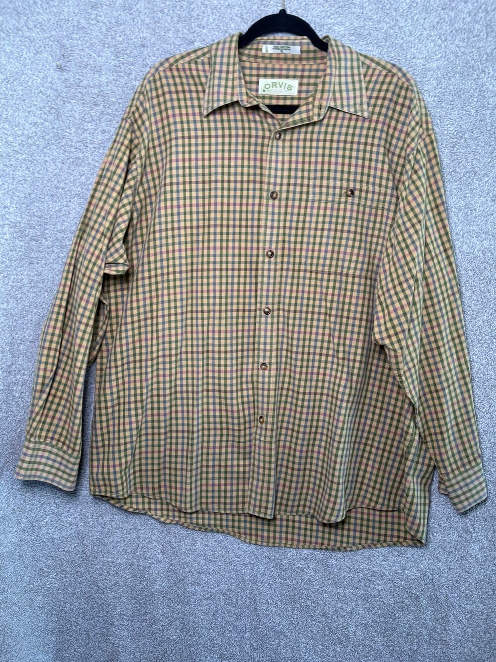 Orvis Men's XL Cotton Plaid Button Down Shirt Grandpacore